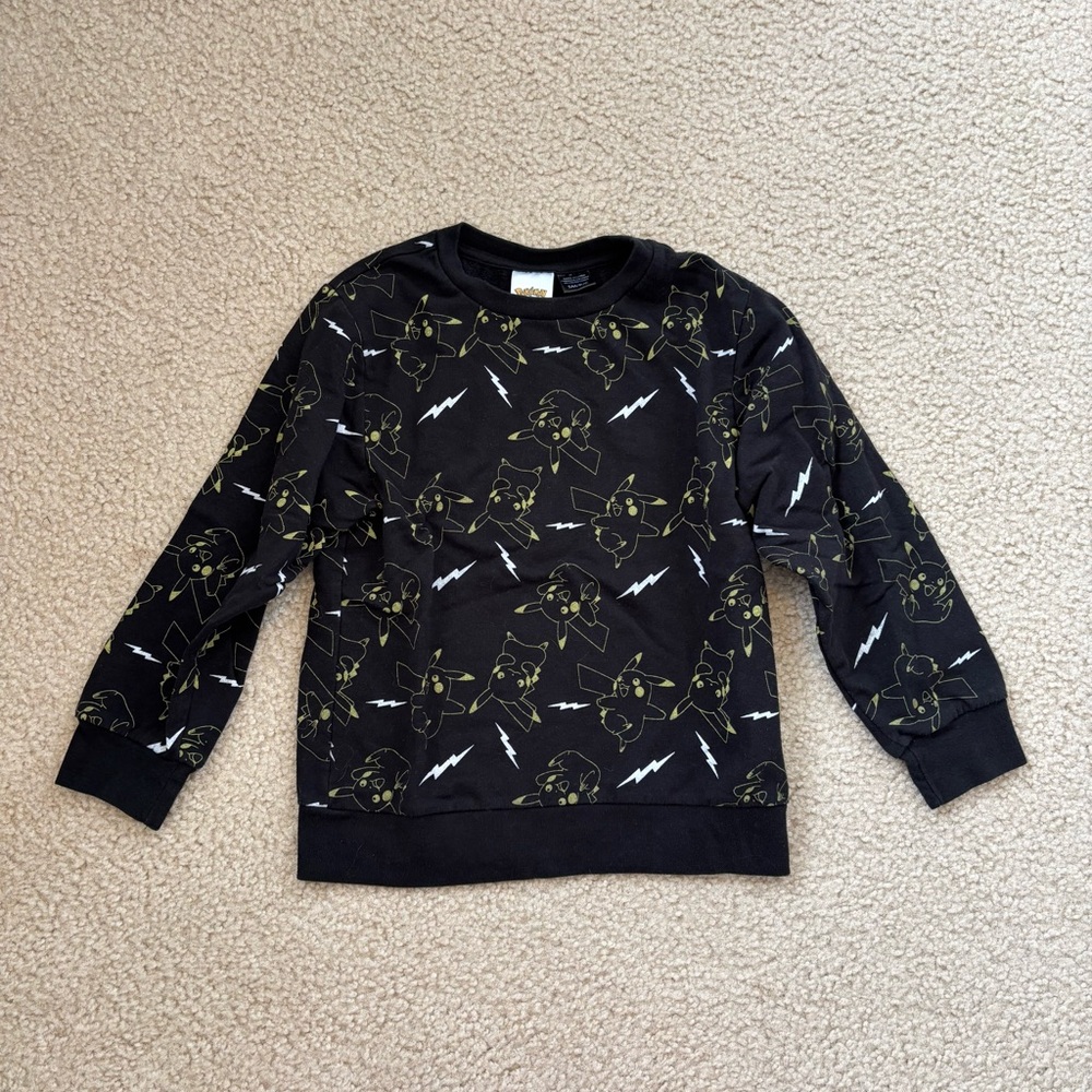 Pokemon Kids Black Sweatshirt with Pikachu Graphic Size Small